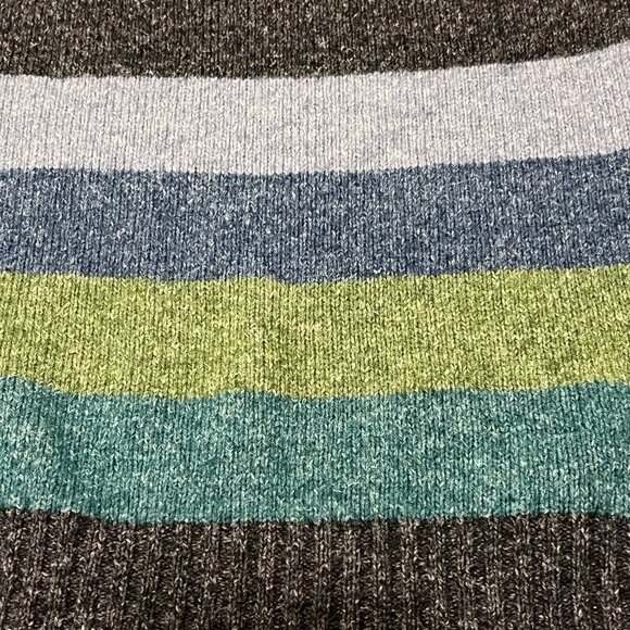 J Crew Vintage Wool Linen Striped V-neck Sweater, Gray, XL - Picture 6 of 8